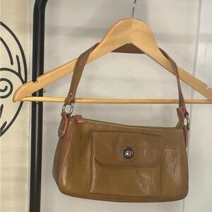 Wilsons Leather Pelle Studio Brown, Pink and Green Leather Shoulder Bag